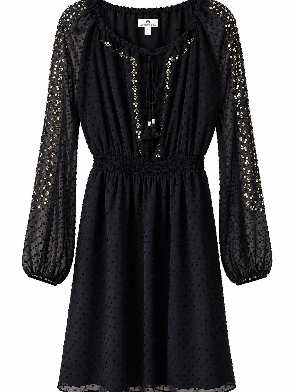 Altuzarra Black Gold Sequin Knee Length Dress Size 8 Like New Womens